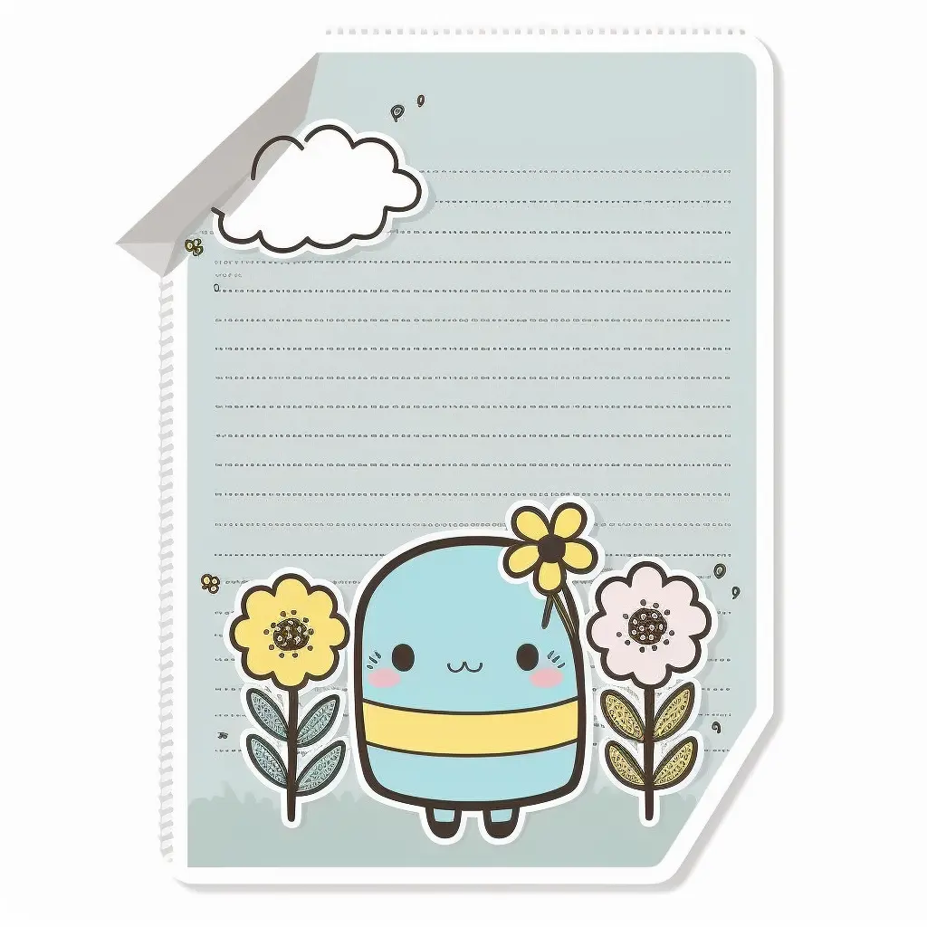 sticker design, lined paper for writing, cute, vector